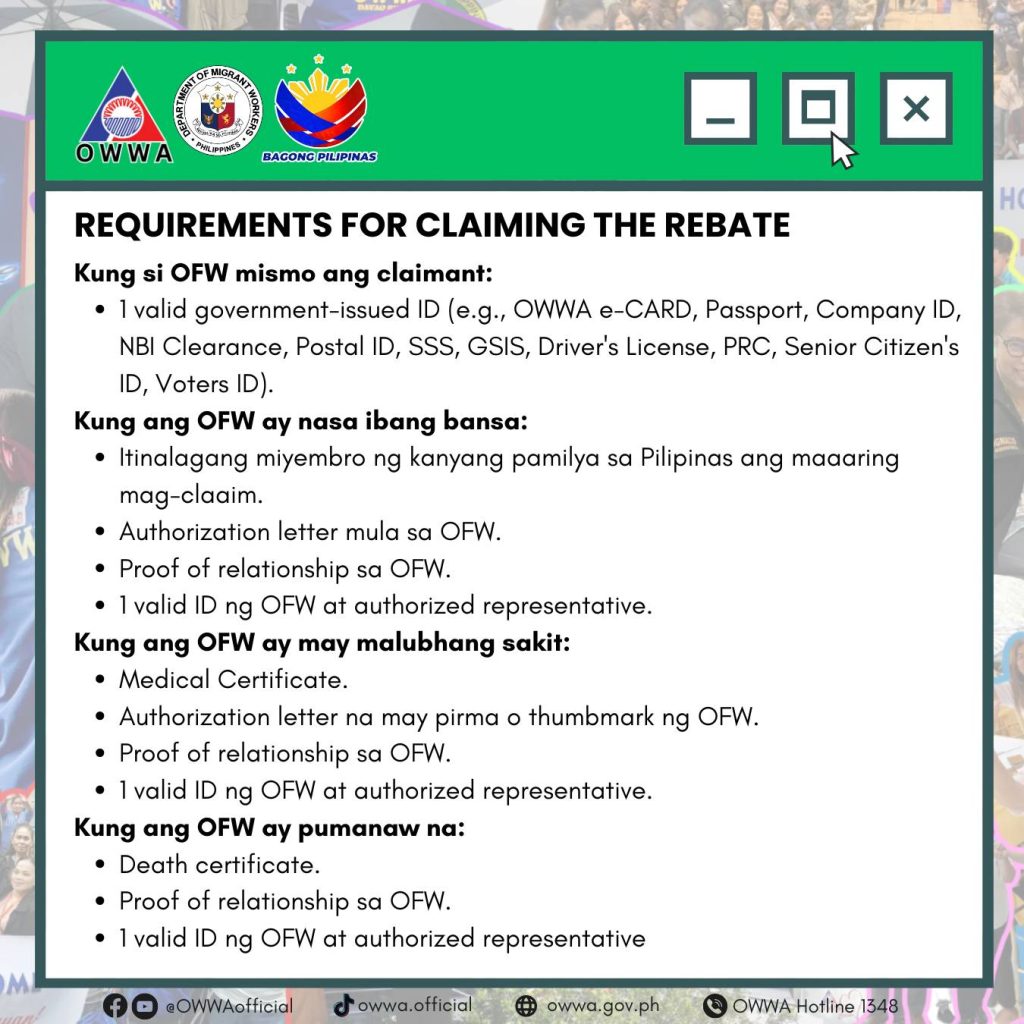 requirements for owwa rebate